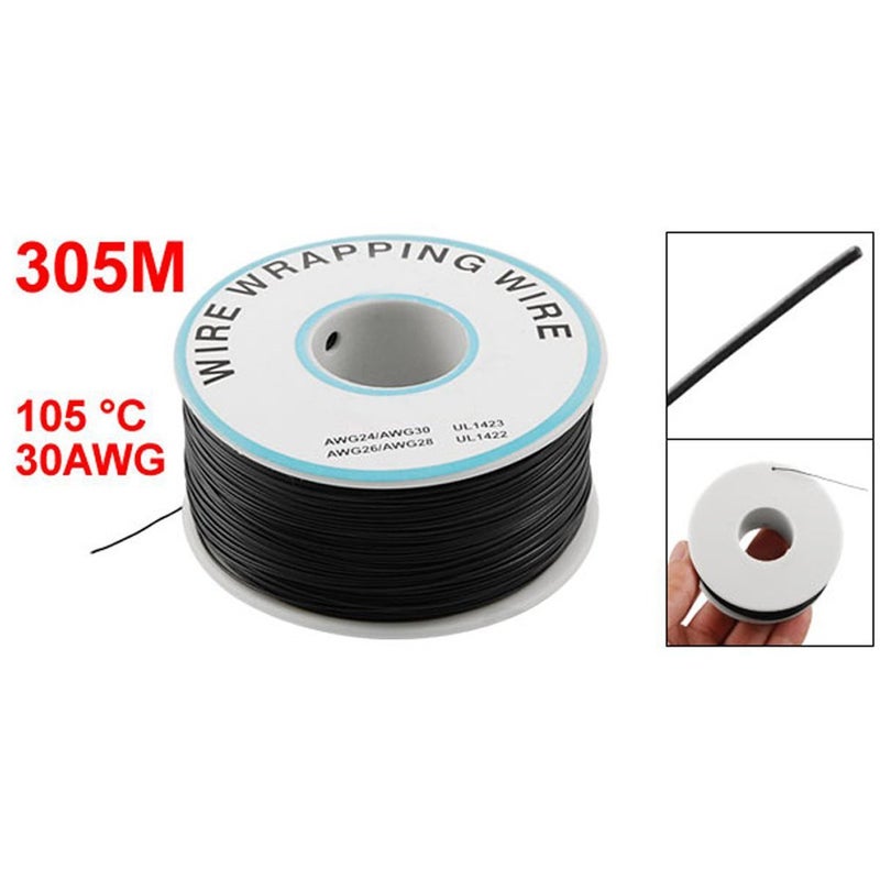 YXQ P/N B-30-1000 30AWG Tin Plated Copper Wire Wrapping Wire Cable Reel Black 305M - Image 2